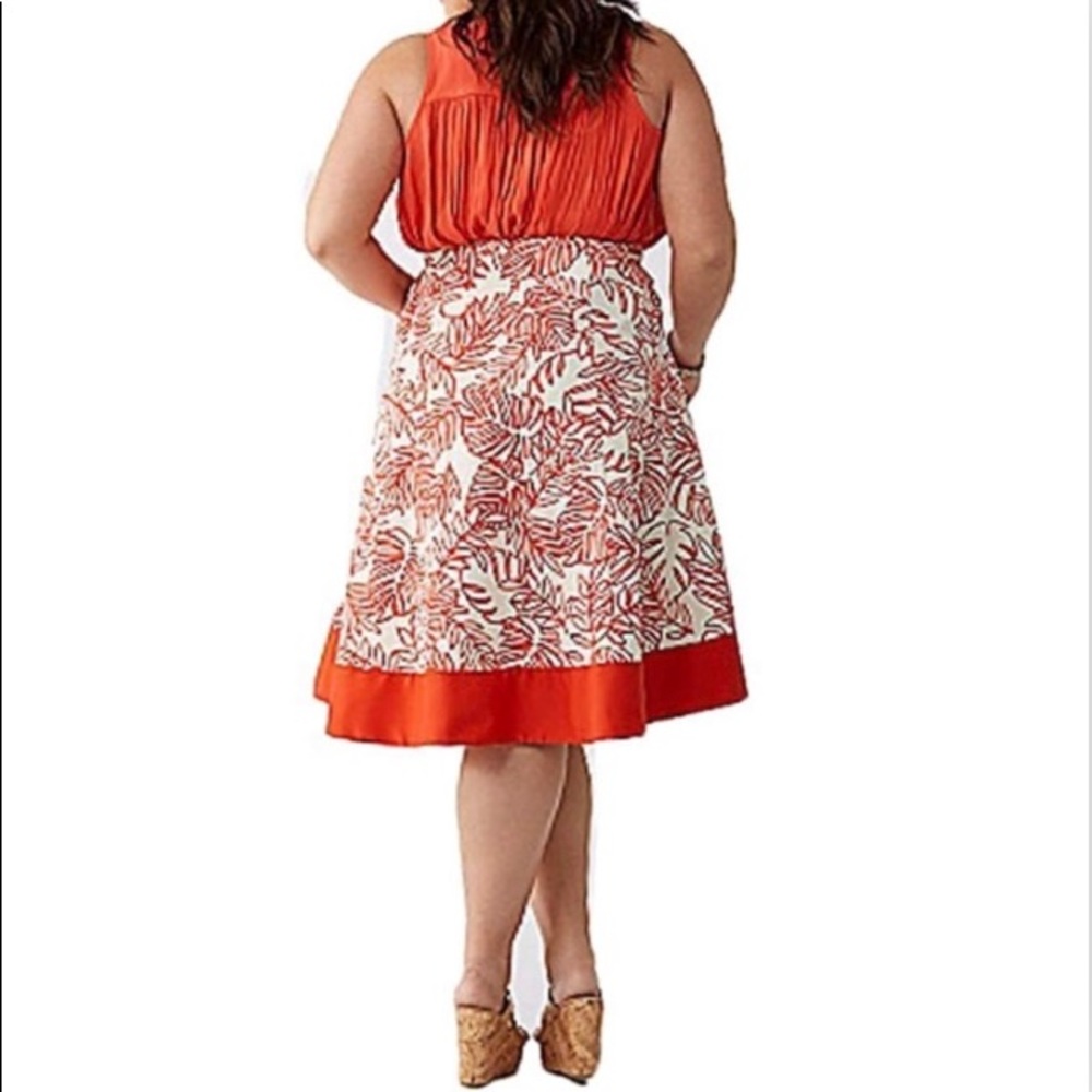 Lane Bryant colorblock Pleated Skirt Leaf Print - Picture 3 of 6